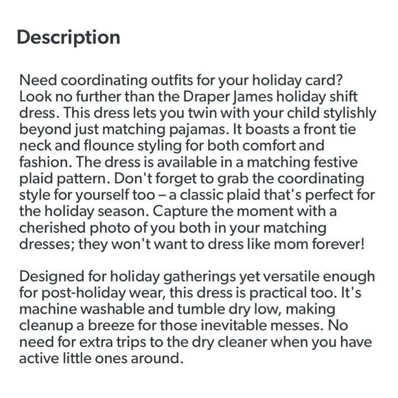 New! DRAPER JAMES Girls Plaid Dress Size 2T Daughter Dance Valentine’s Day NWT - Picture 8 of 10